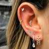 Puncture Stud Earrings Copper Inlaid Zircon Crown Shape Electroplated