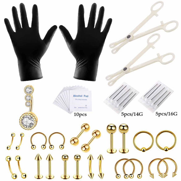 Puncture Tools Set Stainless Steel Heart Pattern Electroplated Unisex