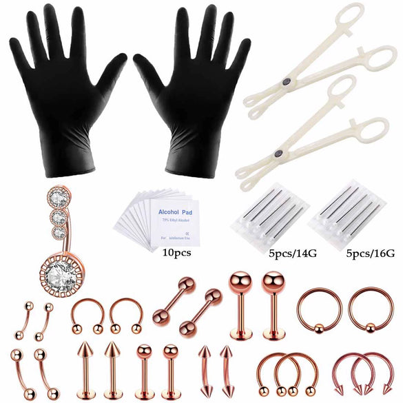 Puncture Tools Set Stainless Steel Heart Pattern Electroplated Unisex