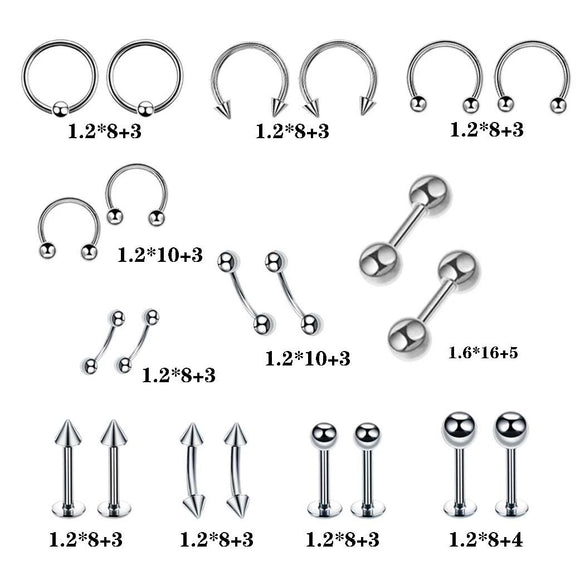 Puncture Tools Set Stainless Steel Heart Pattern Electroplated Unisex