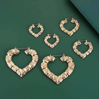 Fashion Heart Iron No Inlaid Earrings