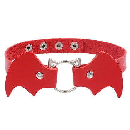 Punk Bat Pu Leather Alloy Halloween Women'S Choker