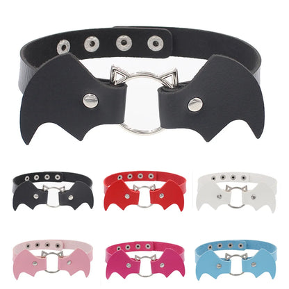 Punk Bat Pu Leather Alloy Halloween Women'S Choker