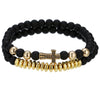 Punk Bracelet Copper Inlaid With Zircon Volcanic Stone Ball Skull Handmade Unisex