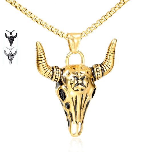 Punk Cattle Titanium Steel None 18K Gold Plated Men'S