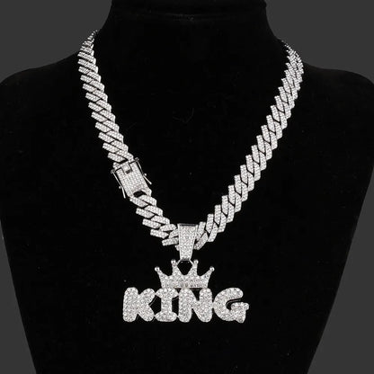 Punk Commute Letter Crown Zinc Alloy Polishing Plating Inlay Rhinestones Unisex Pendant Necklace