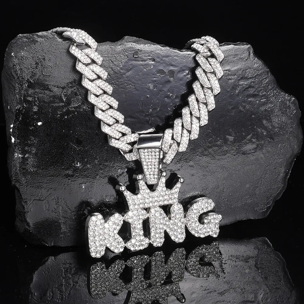 Punk Commute Letter Crown Zinc Alloy Polishing Plating Inlay Rhinestones Unisex Pendant Necklace