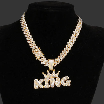 Punk Commute Letter Crown Zinc Alloy Polishing Plating Inlay Rhinestones Unisex Pendant Necklace