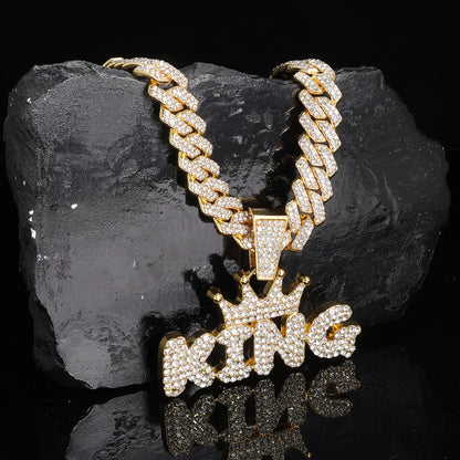 Punk Commute Letter Crown Zinc Alloy Polishing Plating Inlay Rhinestones Unisex Pendant Necklace