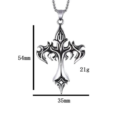 Punk Cool Style Cross Flame Alloy Plating Men'S Pendant Necklace Long Necklace