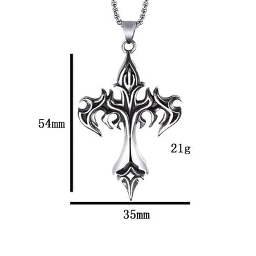 Punk Cool Style Cross Flame Alloy Plating Men'S Pendant Necklace Long Necklace