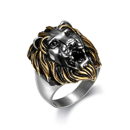 304 Stainless Steel Punk Cool Style Plating Lion Rings