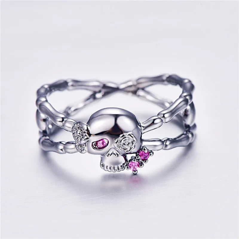 Punk Cool Style Skull Alloy Plating Inlay Rhinestones Women'S Rings