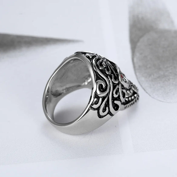 Punk Cool Style Skull Stainless Steel Inlay Rhinestones Men'S Rings