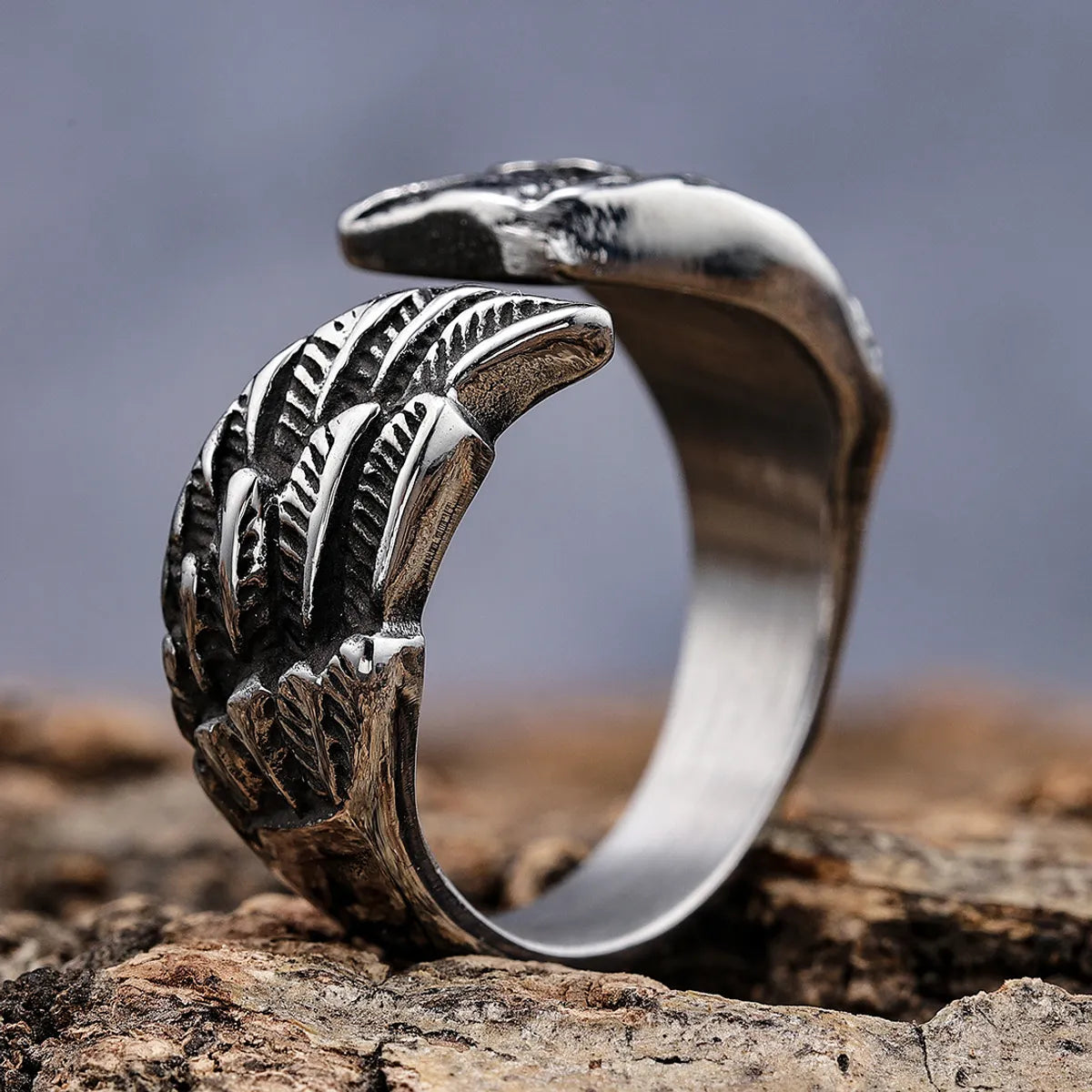 Punk Cool Style Wings 304 Stainless Steel Men'S Open Ring