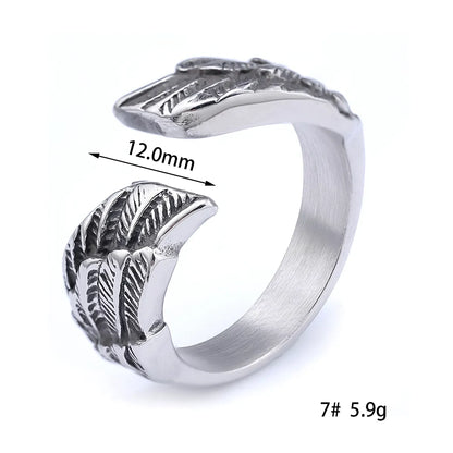 Punk Cool Style Wings 304 Stainless Steel Men'S Open Ring