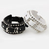 Punk Couple Jewelry Artificial Leather Belt Bracelet With Rivet And Geometric Design Electroplated