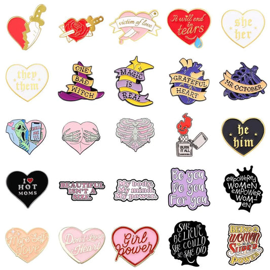 Punk Cowboy Style Modern Style Letter Heart Shape Skull Alloy Stamping Stoving Varnish Plating Kid'S Couple Unisex Brooches