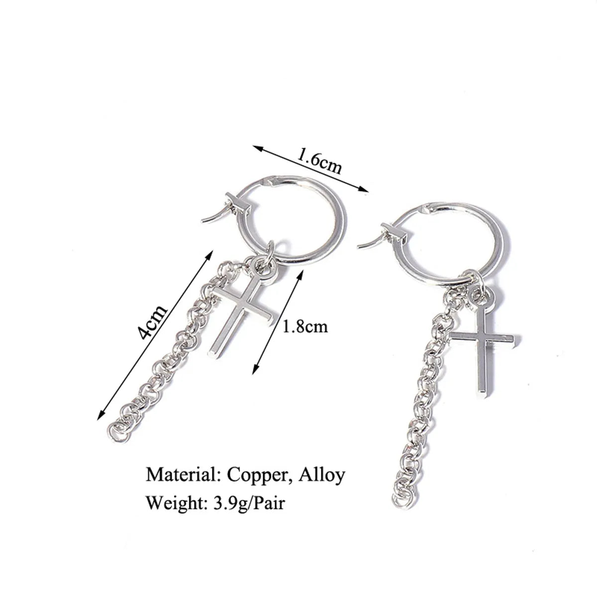 Punk Cross Chain Alloy Drop Earrings