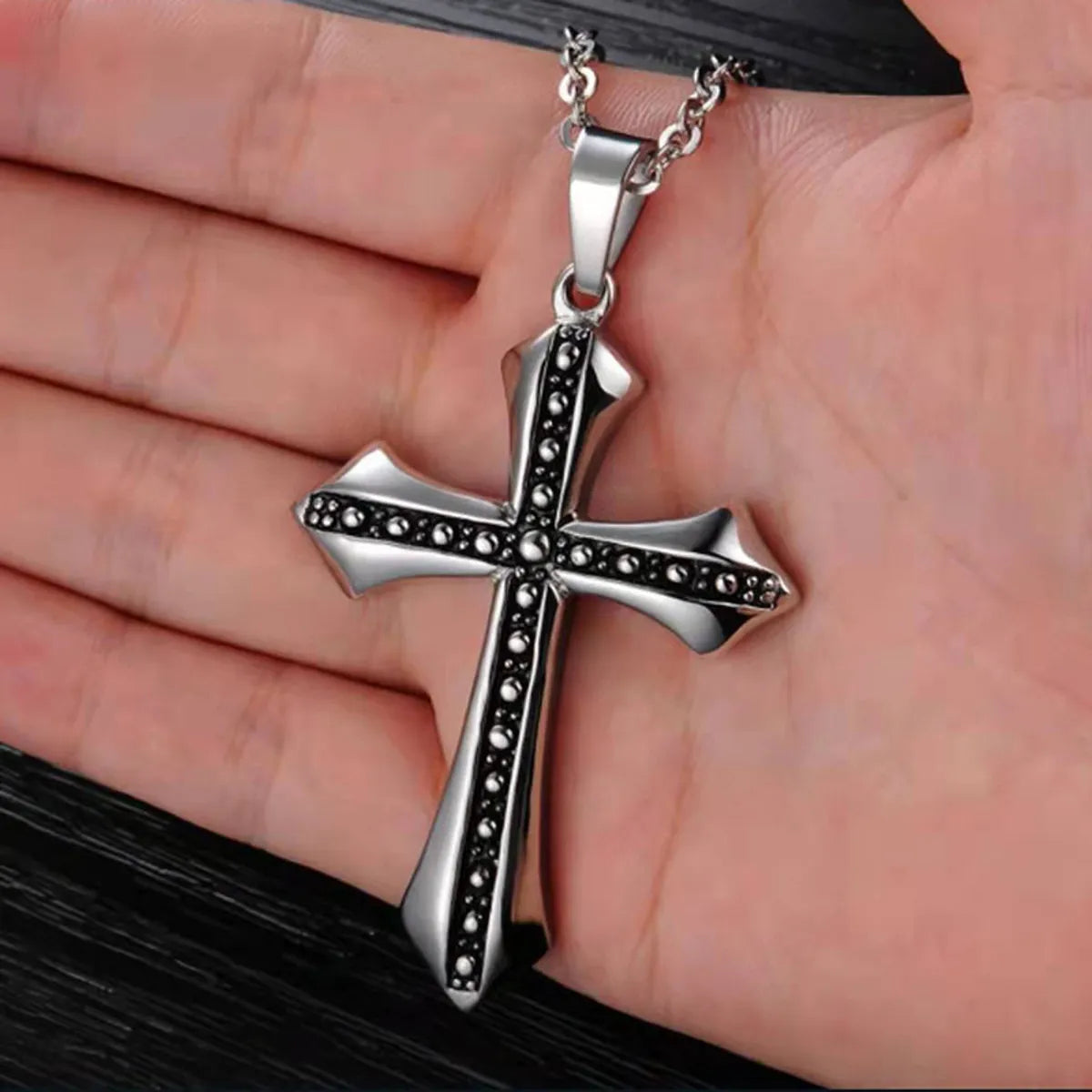 Punk Cross Alloy Plating Men's Pendant Necklace 1 Piece