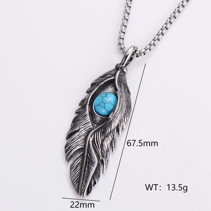 Punk Cross Palm Feather 304 Stainless Steel Polishing Inlay Resin Men'S Pendant Necklace