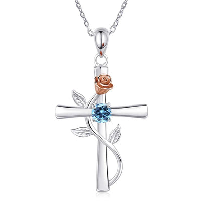 Punk Cross Rose Artificial Diamond Alloy Wholesale Pendant Necklace