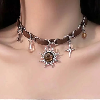 Punk Cross Sun Moon Alloy Plating Women's Choker