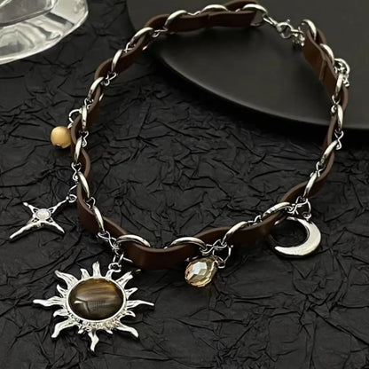 Punk Cross Sun Moon Alloy Plating Women's Choker