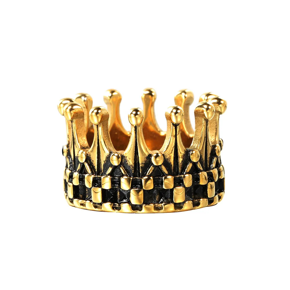 Punk Crown Titanium Steel Polishing None 18K Gold Plated Rhodium Plated Men'S Rings