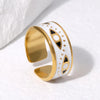 304 Stainless Steel 18K Gold Plated Punk Enamel Plating Eye Ab Glue Open Rings