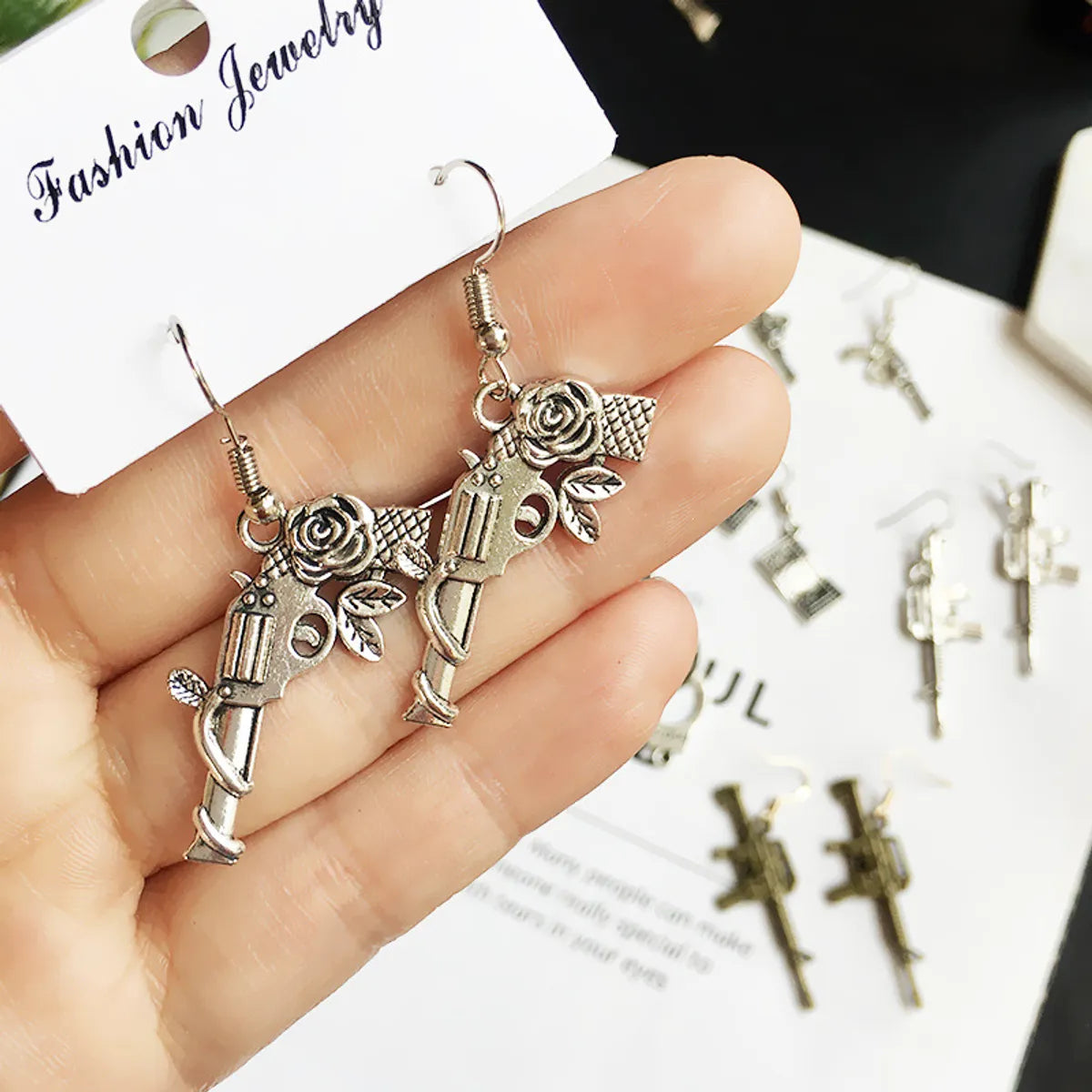 Exaggerated Pistol Plating Alloy No Inlaid Earrings