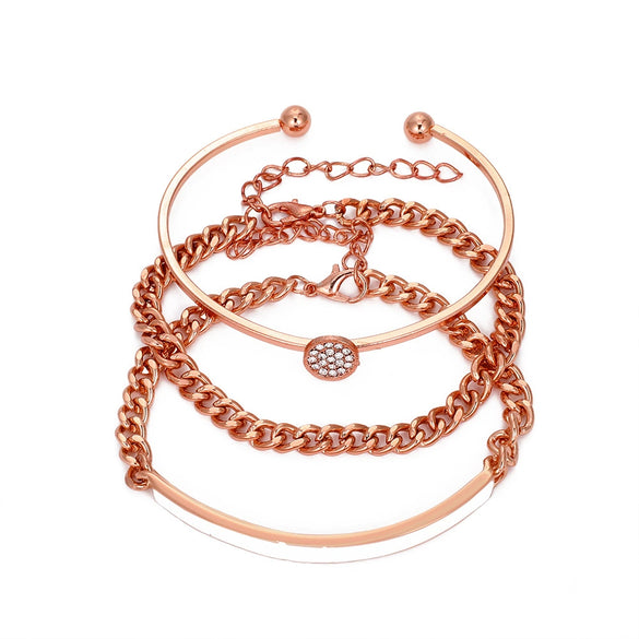 Punk Geometric Alloy Bracelet Set With Electroplating Treatment For Women