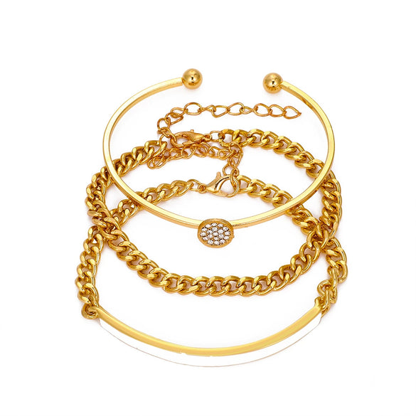 Punk Geometric Alloy Bracelet Set With Electroplating Treatment For Women
