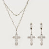 Punk Geometric Cross Necklace For Women Copper Mixed Gemstone Inlay Pearl Chain