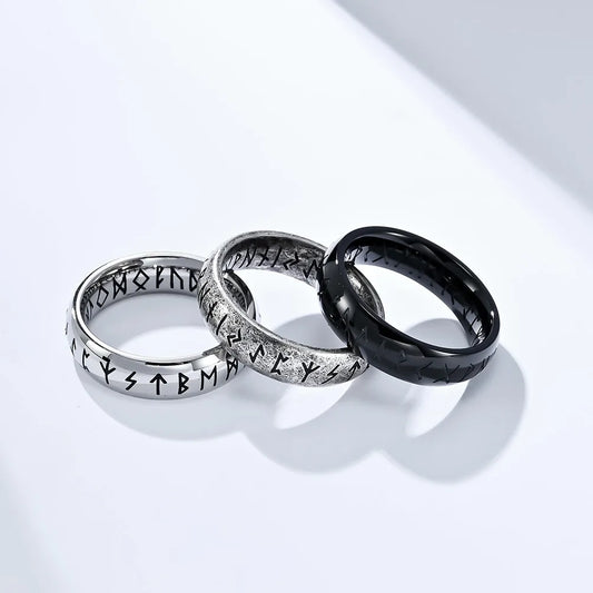 Punk Geometric Letter Titanium Steel Polishing Rings