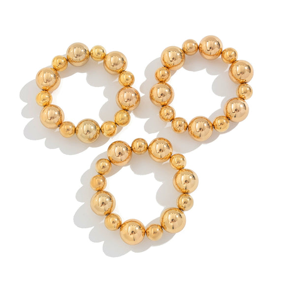 Punk Geometric Resin Beaded Elastic Bracelet For Women With Electroplating