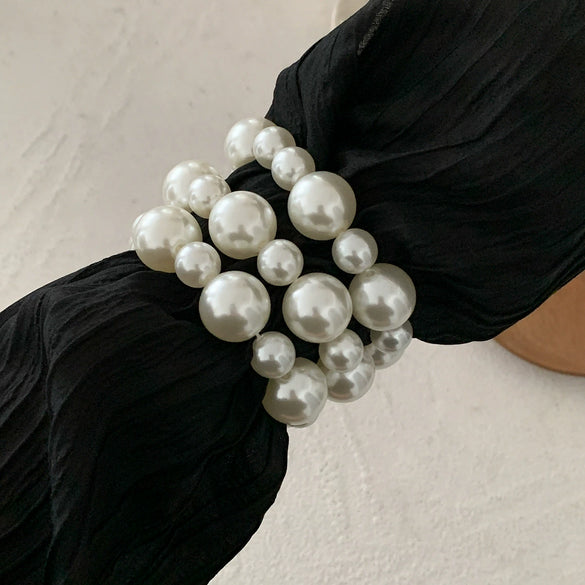 Punk Geometric Resin Beaded Elastic Bracelet For Women With Electroplating