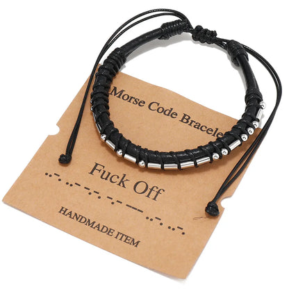 Punk Geometric Stainless Steel Pu Leather Men'S Bracelets