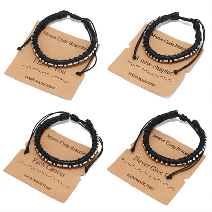 Punk Geometric Stainless Steel Pu Leather Men'S Bracelets