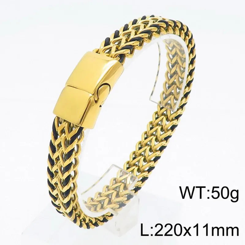 Punk Geometric Titanium Steel 18K Gold Plated Men'S Bangle