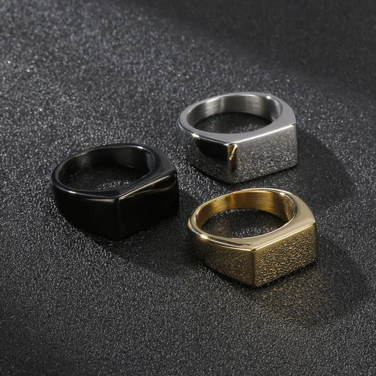 Punk Geometric Titanium Steel Plating 18K Gold Plated Men'S Rings