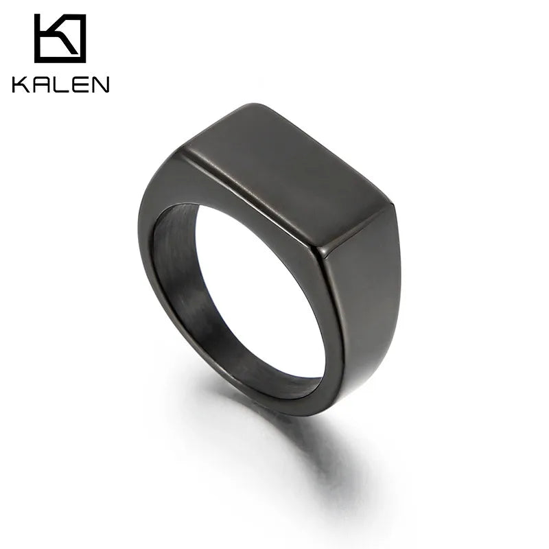 Punk Geometric Titanium Steel Plating 18K Gold Plated Men'S Rings