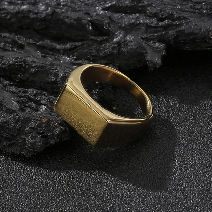 Punk Geometric Titanium Steel Plating 18K Gold Plated Men'S Rings