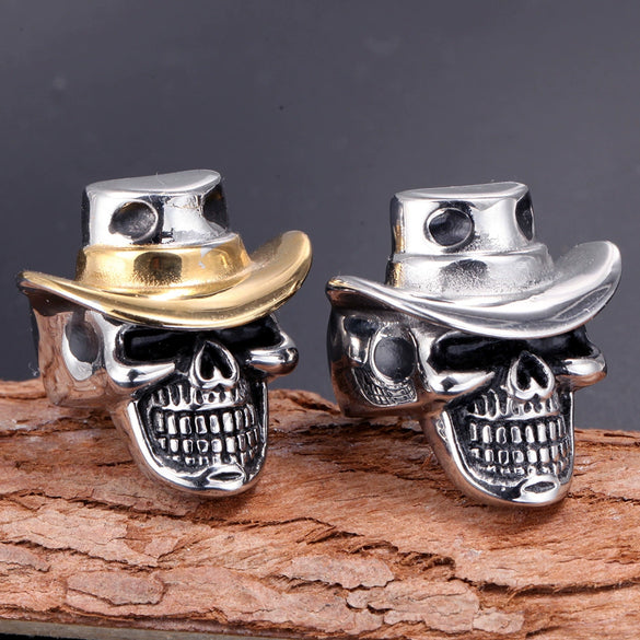 Punk Goth Rock Pirate Skull Titanium Steel Men's Ring Stainless Steel With Animal Zodiac Pattern Electroplated