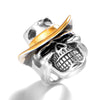 Punk Goth Rock Pirate Skull Titanium Steel Men's Ring Stainless Steel With Animal Zodiac Pattern Electroplated
