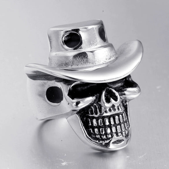 Punk Goth Rock Pirate Skull Titanium Steel Men's Ring Stainless Steel With Animal Zodiac Pattern Electroplated