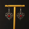 Punk Gothic Heart Piercer Earrings For Women Copper Electroplated Red Stone