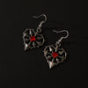 Punk Gothic Heart Piercer Earrings For Women Copper Electroplated Red Stone