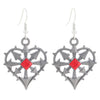 Punk Gothic Heart Piercer Earrings For Women Copper Electroplated Red Stone