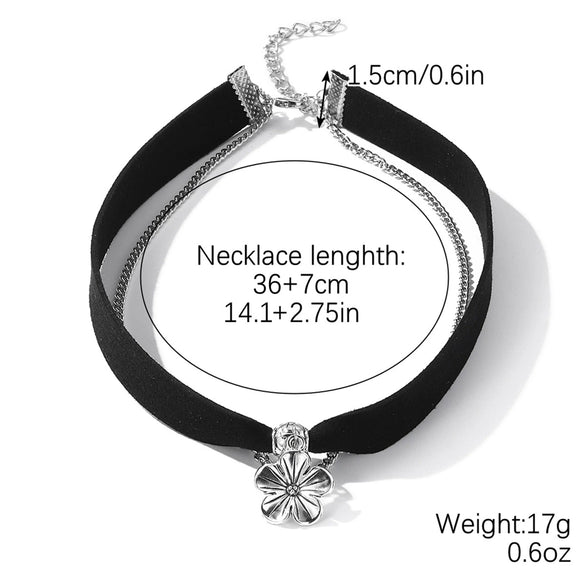 Punk Gothic Necklace Black Artificial Leather Zinc Alloy Twisted Chain Geometric Electroplating Jewelry